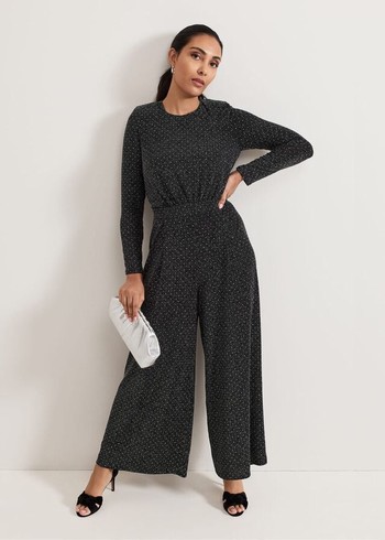 Phase Eight Petite Sasha Sparkle Jumpsuit Black Australia | KS1357429